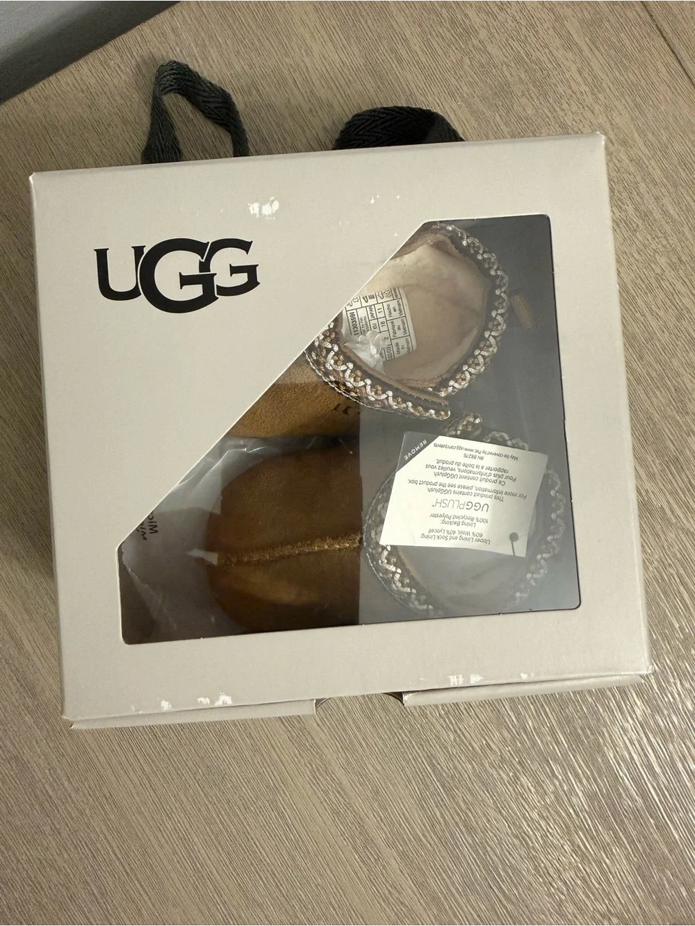 UGG Baby Moccasin Booties in Camel with Trim